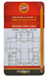 Koh-I-Noor Technic Ołówki Grafitowe HB-10H 12szt