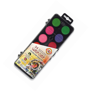 Farby akwarelowe 24 kol 30mm prostokątne op czarne