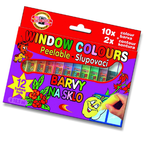 Farby Witrażowe 10kol 10,5ml, 2 Kontury, Blister