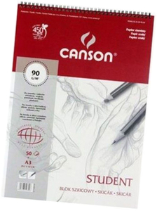 Blok Szkicowy Canson A3 90g 50 Ziarnisty Czerwony