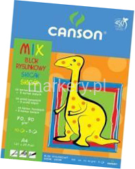 Mix Blok Rysunkowy Canson A4 80,90g 15 Dino 10 kol