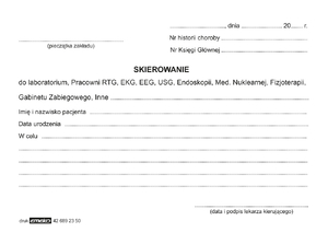 Druk Skierowanie do prac RTG,EKG,EEG,USG,A6