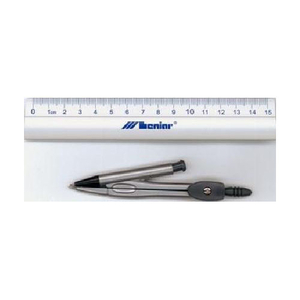 Leniar Linijka Alu 15cm + Cyrkiel metal zestaw