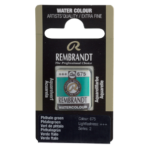 Talens Rembrandt farba Water Half Pan 675 ph green