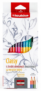 Kredki Heykka trókątne dwustronne 24 kol 12 kredek