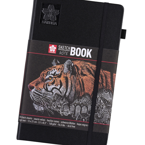 Sakura blok 13x21 80k black paper 140g pion-130926
