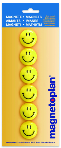 Magnesy happy face smile 30 mm 6szt-8272