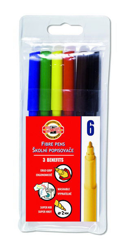 Koh-I-Noor Flamastry Zmywalne 6 kol etui-91418