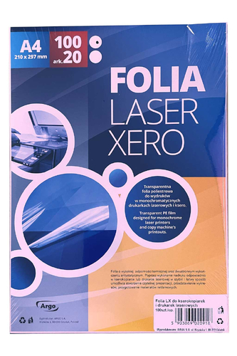 Folia do rzutnika Laser Xero 100mic A4 100a -139180