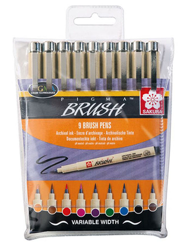 Sakura Pigma Micron Brush Cienkopisy 9 kol-68844