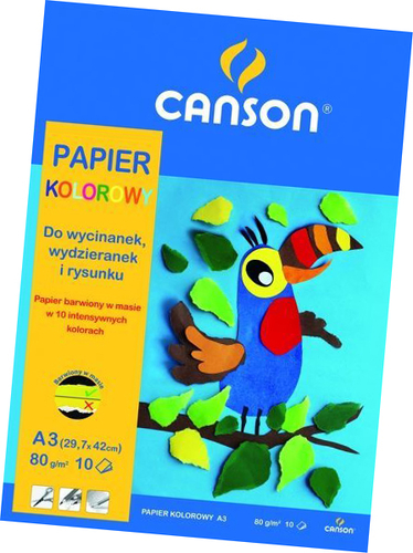 Papier Kolorowy Canson A3 80g 10 ark Blok Tukan-129985