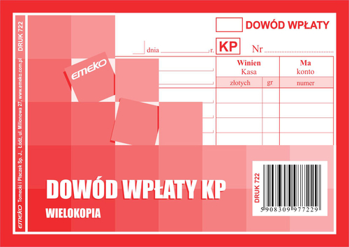 Druk Dowód Wpłaty KP A6 czerwony-129029