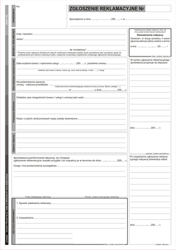 Druk Zgłoszenie reklamacji A4 783-129066