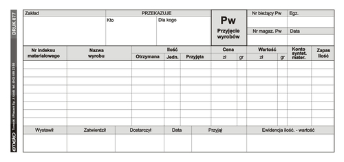 Druk Przyjęcie Wyrobu PW 1/3 A4 -129108