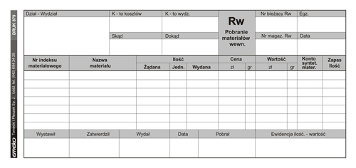 Druk Rozchód Wewnętrzny RW 1/3 A4 7 poz -129110
