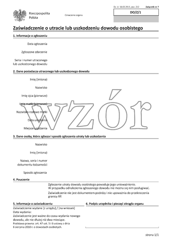 Druk Zaświadczenie o utracie dowodu osobis A4 2015-53861