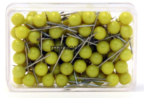 Szpilki do tablic kork/tekstyl 100szt żółty-32555