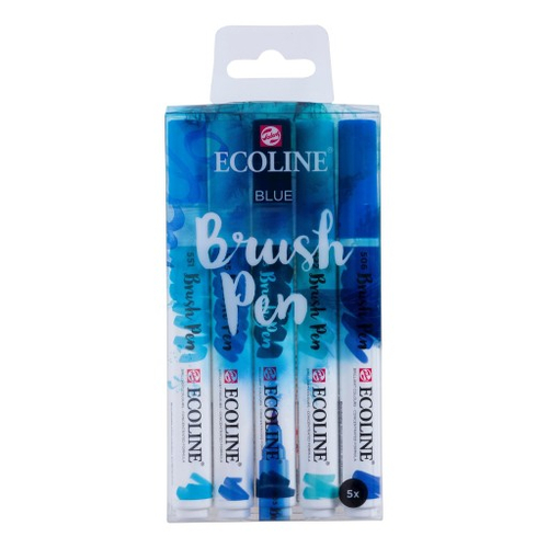 Pisaki pędzelkowe Ecoline - Talens - Blue, 5 szt-141085