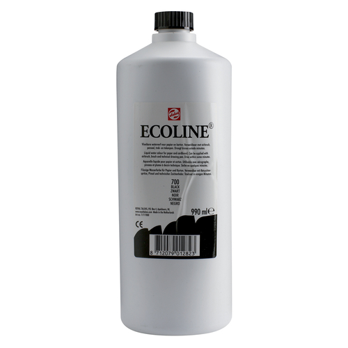 Talens Ecoline farba akwarel płyn 990ml 700 Black-113346