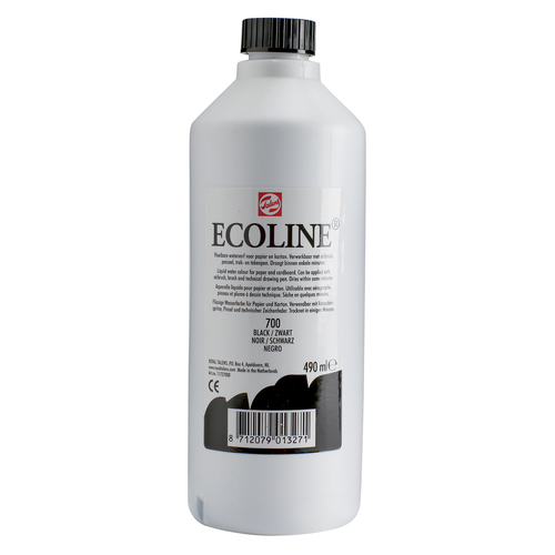 Talens Ecoline farba akwarel płyn 490ml 700 Black-113369
