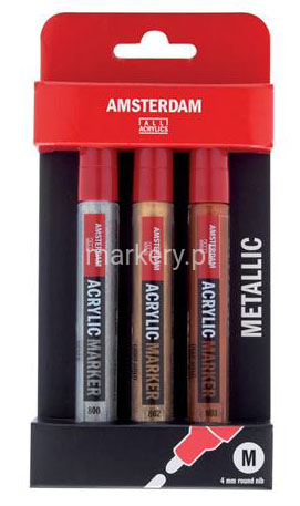 Talens Amsterdam Metallic Acrylic Markery 3kol -69209