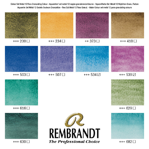 Rembrandt Water Colour set metal 12 granulating -137310