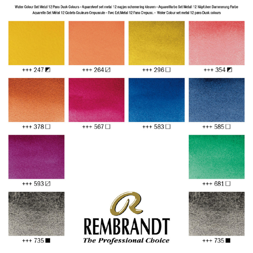 Rembrandt Water Colour set metal 12 Dusk -137311