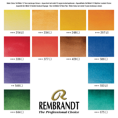 Rembrandt Water Colour set metal 12 landscape -137313