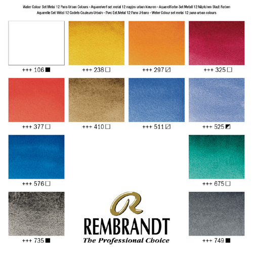 Rembrandt Water Colour set metal 12 urban -137315
