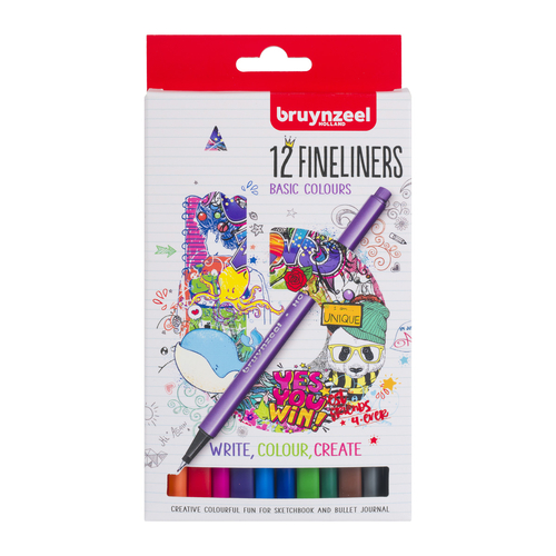 bruynzeel Fineliner 12kol basic color-139744