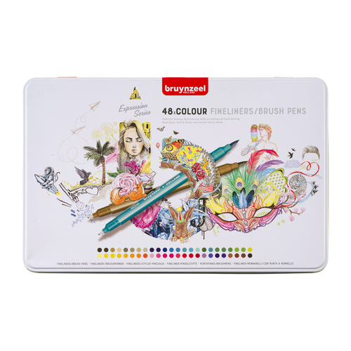 bruynzeel Fineliner Brushpen Set 48 -139764