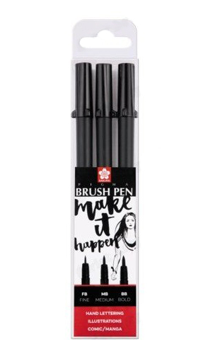 SAKURA PIGMA BRUSH PEN PISAKI PĘDZELKOWE ZESTAW 3-141402