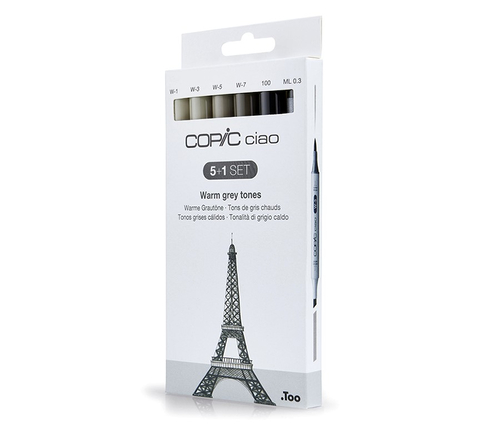 COPIC Ciao Markery Zestaw 5+1 Cieple Szarości-144053