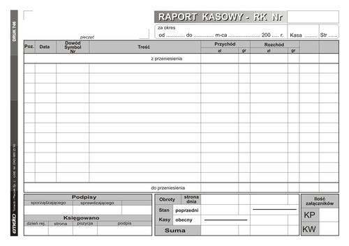 Druk Raport Kasowy RK A5 -129050