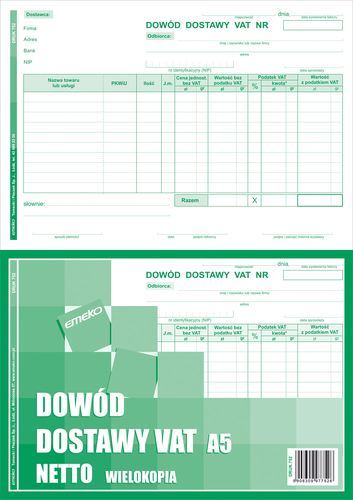 Druk Dowód Dostawy VAT DDV A5 -129055